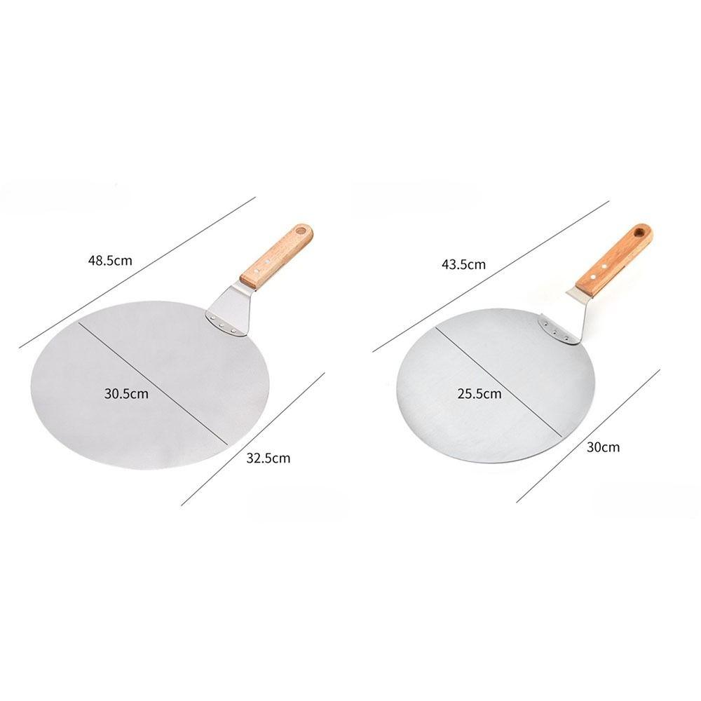New 10/12 Inch Pizza Shovel with Wooden Handle Non Slip Pastry Tools Stainless Steel Pizza Peel Paddle Pizza Turning