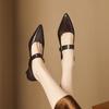 Fashion Women's new leather sheepskin pointed metal accessories belt buckle high heels plus size Mary Jane work shoes single shoes