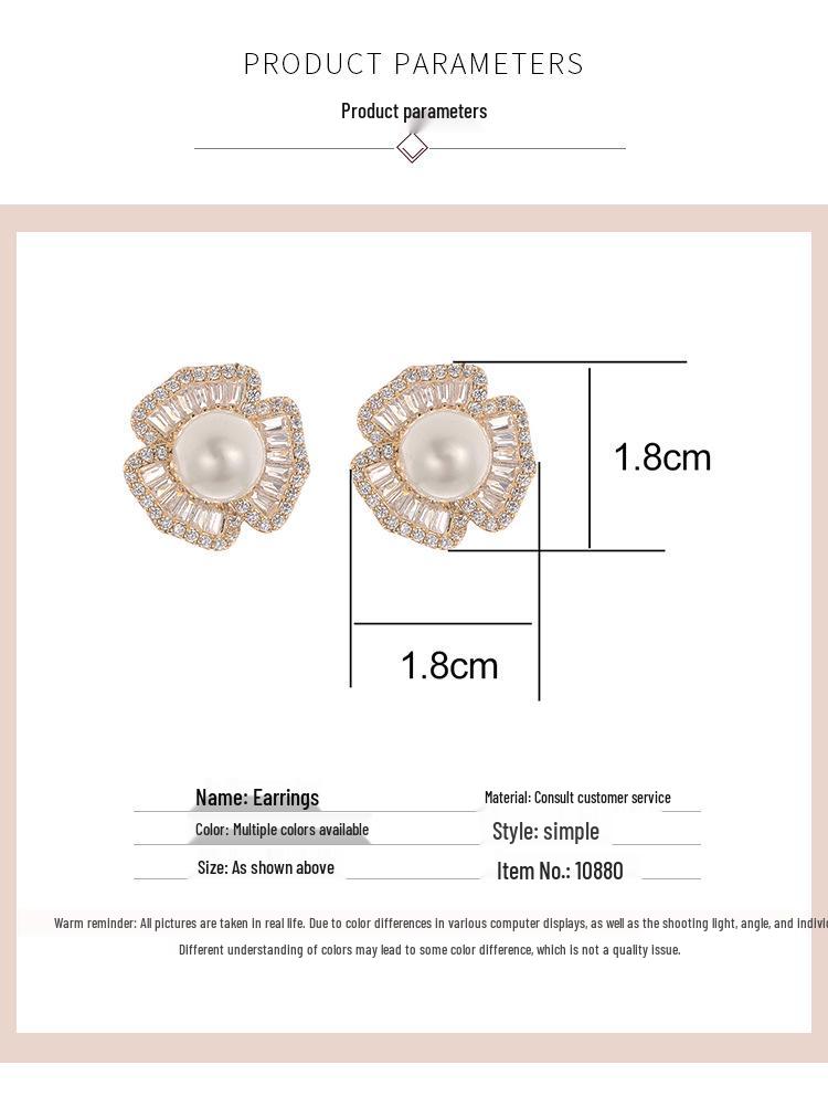 Elegant Pearl and Rhinestone Stud Earrings - Women's Stylish European and American Copper Accessories