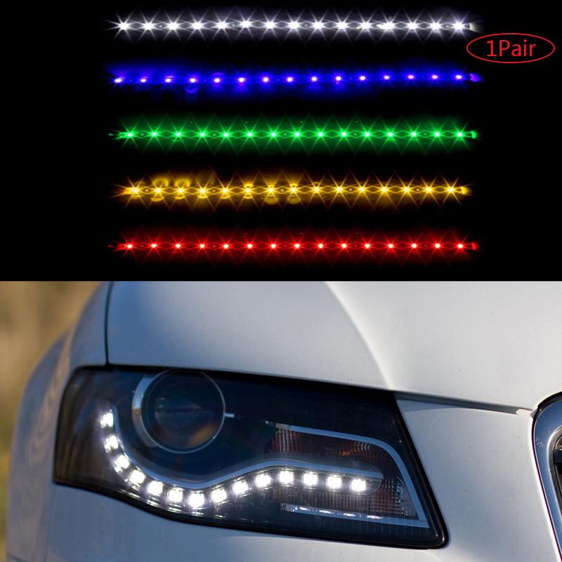 

2 шт. универсальные автомобильные декоративные гибкие дневные ходовые огни 15SMD 30 см 12 В DRL противотуманные светодиодные ленты