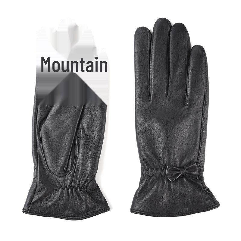 Women's Sheepskin Touch Screen Leather Gloves with Velvet – Perfect Gift