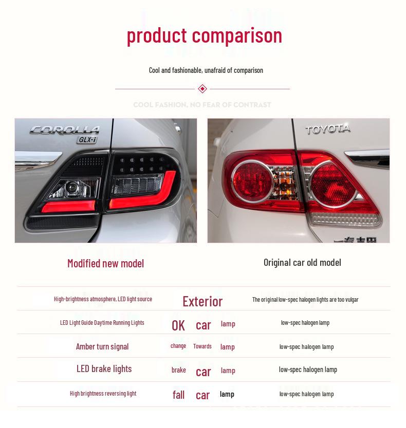LED Taillight Assembly for 11-13 Toyota Corolla: DRL, Brake & Turn Signal, Smoked Black