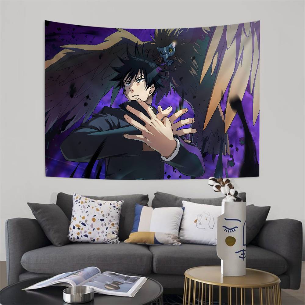 Popular Anime Jjujutsu Kkaisen Printed Large Wall Tapestry Indian Buddha Decoration Witchcraft Bohemian Hippie Wall Art Decor