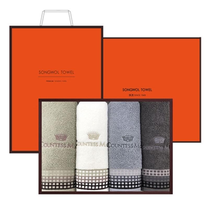 Songwol Countess Mara Graphics 150g Premium Cotton 30-Count 4-Piece Towel Set White 1 set