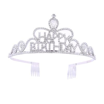 European and American Crown Rhinestone Party Headwear Bride's Birthday Hair Band Colorful Anti Slip Hair Comb King's Crown Hair Band