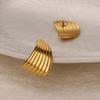 Edelstahl Chunky Streifen Ohrstecker für Frauen Goldfarben Hochzeit Ästhetisch Unregelmäßige Ohrring Schmuck Accessoires