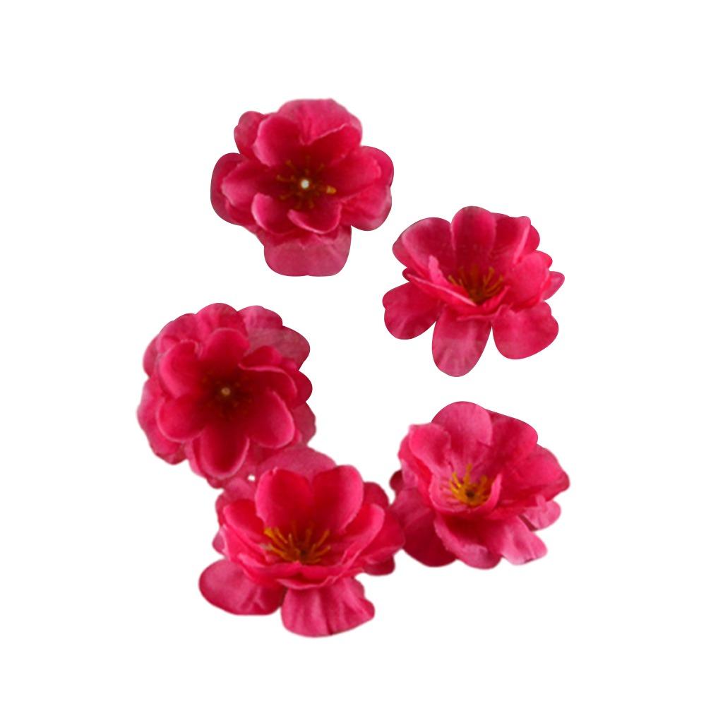 100PCS Multicolor Peach Blossom Artificial Flower Heads Dia.5cm DIY Simulation Flower Silk Petals Accessories Faux Flower