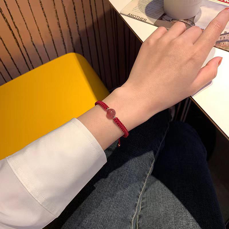 Lucky Stone Rope Couple Bracelets Black Red Bead Hand-Woven Charm Bracelet  Women Jewelry Wedding Accessories Girls Gift