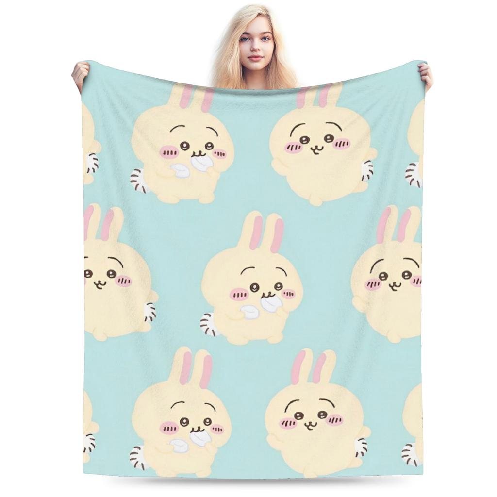 Chiikawa Cute Cartoon Manga Blanket Hachiware Usagi Wool Vintage Soft Throw Blanket for Home Decoration