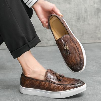 Men Casual Loafers SlipOn Fashion New Flat Leather Flatstassel Office Business Shoes Slip Wedding Leather Daily Commute