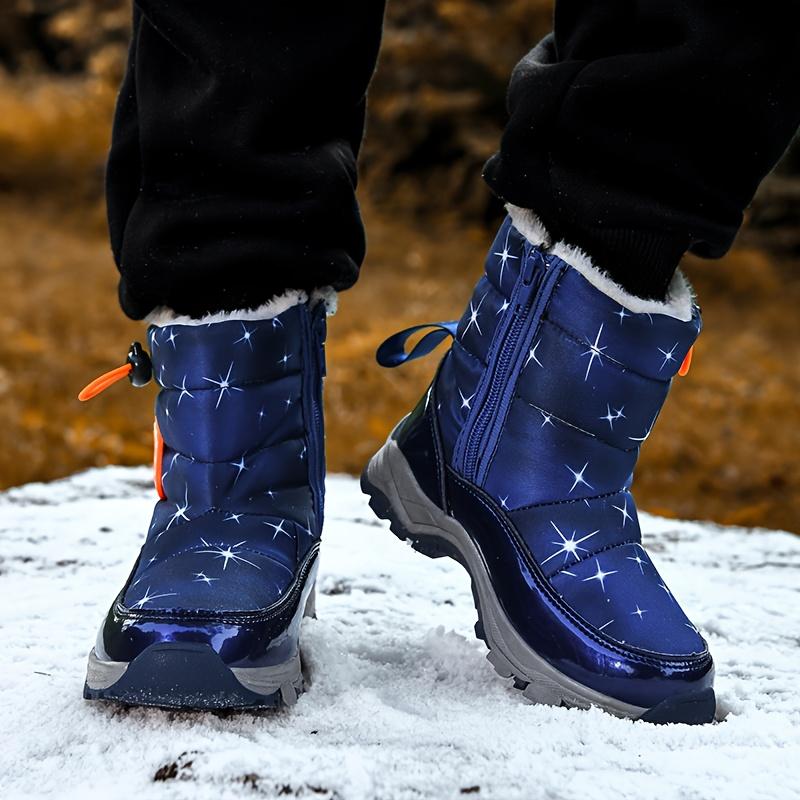 Neue Kinder Outdoor Casual Mode Schneestiefel Reißverschluss Plüschgefüttert Wärme Bequem Gutes Tragegefühl Umschließung Jungen Mädchen