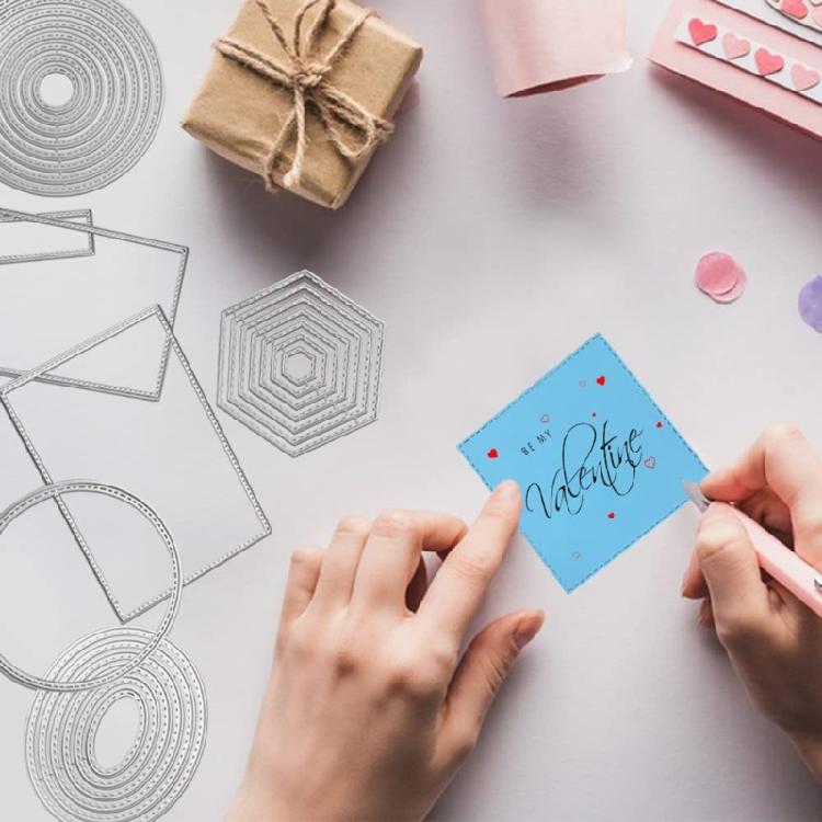 Carbon Steel Die Cut 6Pcs Geometric Cutting Dies Stencils for Card Making Photo Album Decoration Carbon Steel Die Cut