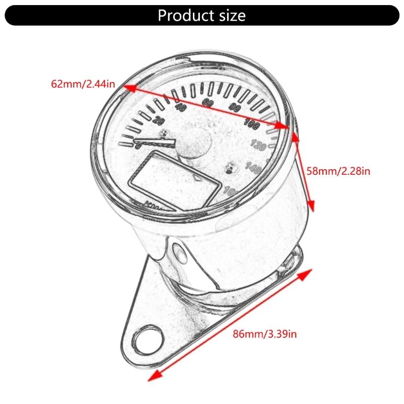 Retro Inspired Motorcycle Instrument Panel LED Digital Speedometer Gauge with LCD Display Suitable for Speed & Fuel, 12V