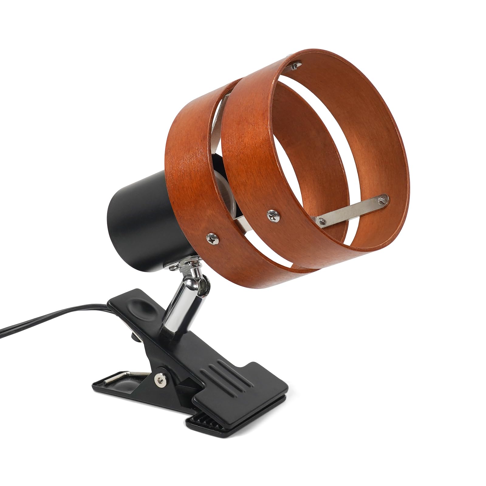 

Прищепка-светильник Aiwode, Коричневый деревянный круг, Совместим с E26, Вращение на 360 градусов, С выключателем, Роскошный, Безопасный для глаз, Энергосберегающий, Компактный