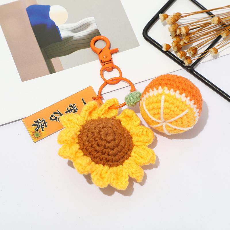Crocheted Sunflower Champion Keychain - Car Pendant, Classmate Gift, Bag Accessory, Custom Souvenir
