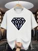 Unisex Summer Cotton Short Sleeve T Shirt Metallic Foil Geometric Diamond Graphic Print Crew Neck Hip Hop Street Casual Male Tee