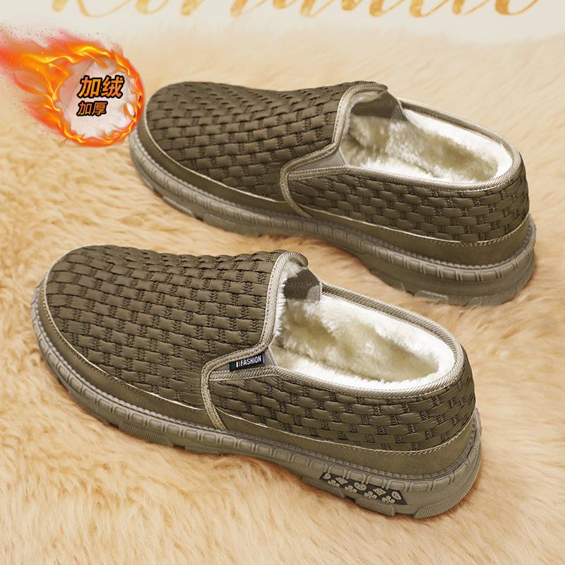 

Обувь Doudou, мужская зимняя, пуховая, утолщенная, теплая, хлопковая обувь, низкая мягкая подошва, одна педаль, старая Пекинская тканевая обувь 44 хаки