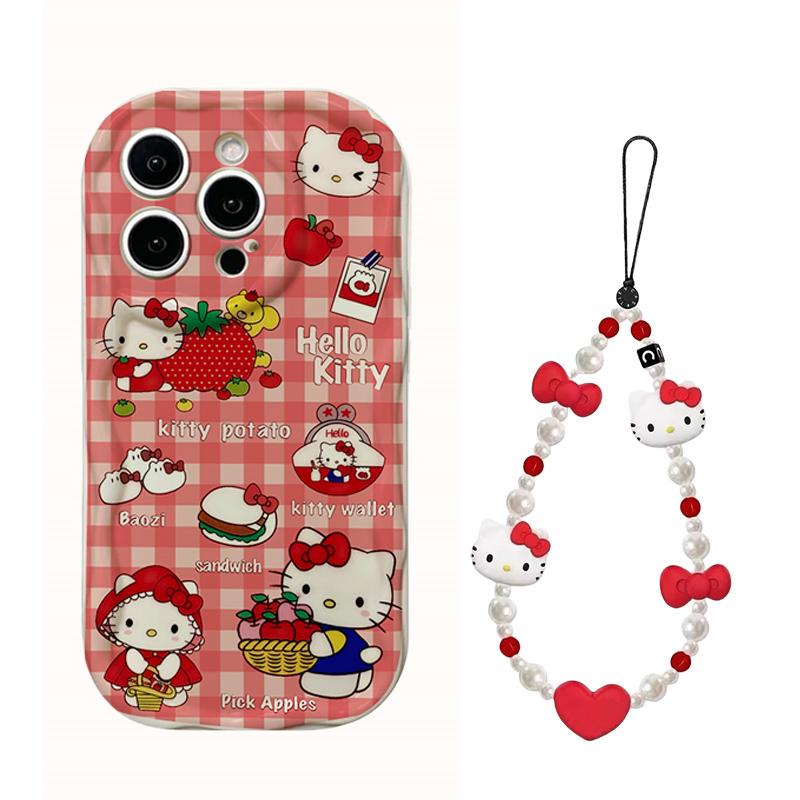 Casing For Iphone 17 16 15 Pro Max 17 Air 14 13 12 Pro Max 11 16e 15 Plus 13 mini XR Sanrio Hello Kitty Bow Bracelet Phone Case