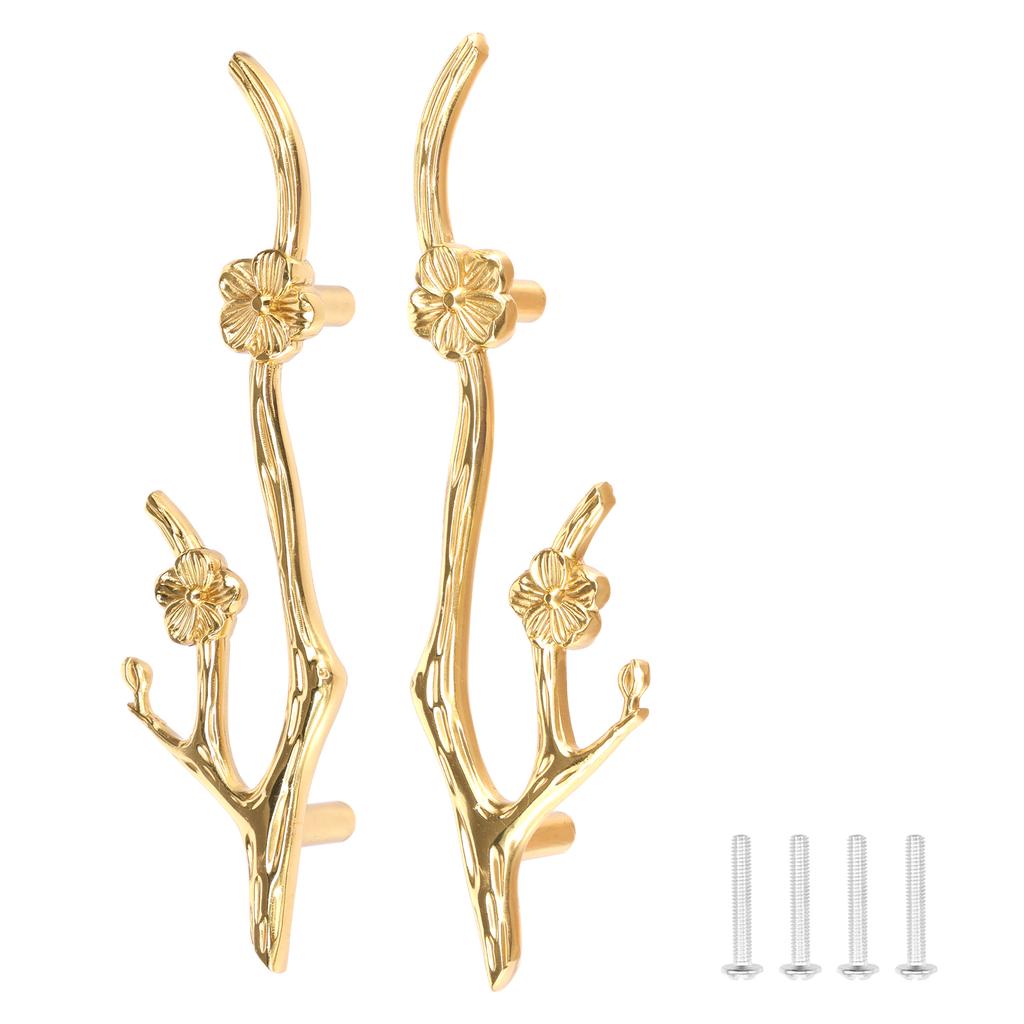 Gold Furniture Handle Twig Drawer Dresser Handle Flower Branch Shaped Dresser Knob Brass Branch Cabinet Handles for Home Decor