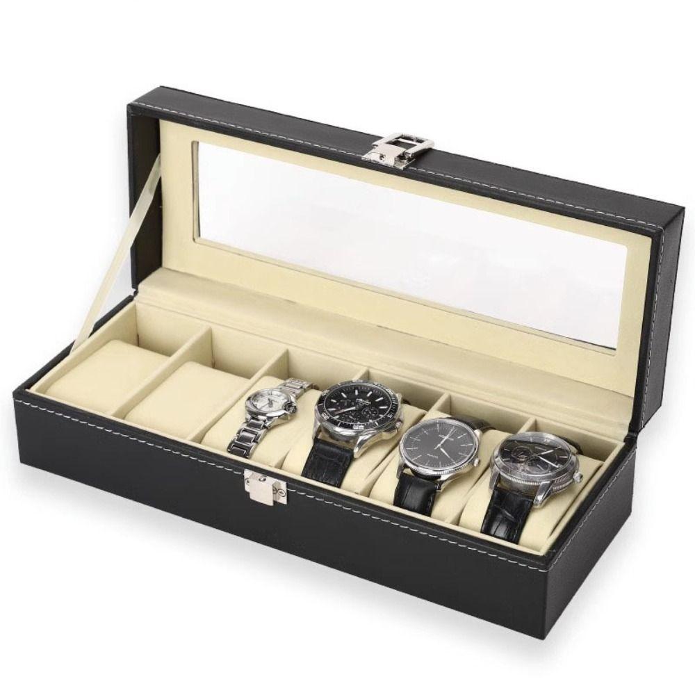 Lockable Jewelry Box 2/3/6/10/12 Grids Watch Display Box Watch Storage Box  Father's Day Gifts