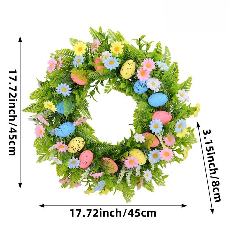 Easter Egg and Berry Decorative Wreath | Eucalyptus Leaf Artificial Flower Wreath, Boho Style, Plastic 17.72inch зелёный