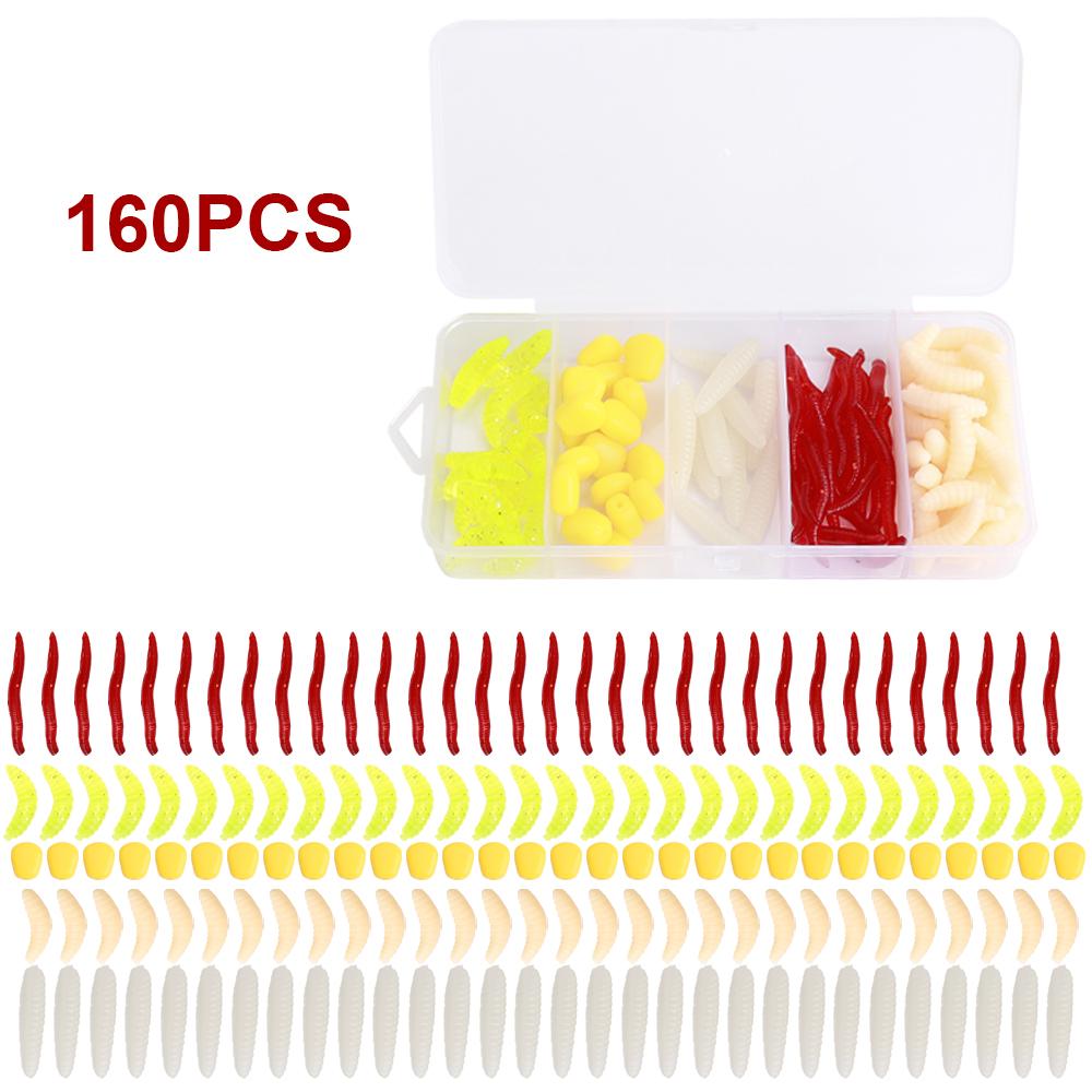 

160 шт. Имитация дождевого червя, личинка, мягкая силиконовая искусственная рыболовная приманка, кукурузная приманка 160pcs-B
