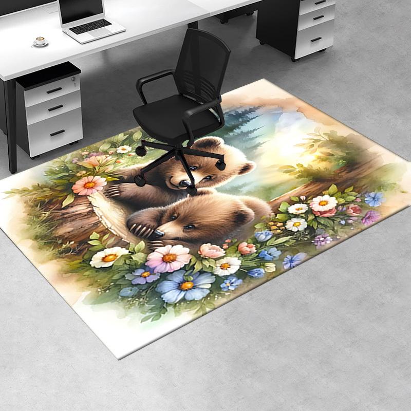 Bear Theme Chair Mat Office Carpet - Oversized Rug for Home Decor, Sofa Carpet, Desk Mat, Gift Idea for Office and Living Room0250A