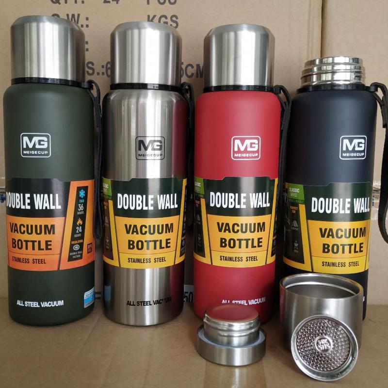 Isolerad utomhuskittel med stor kapacitet helt i stål med handtag i 304 rostfritt stål - Vakuum Sportvattenflaska