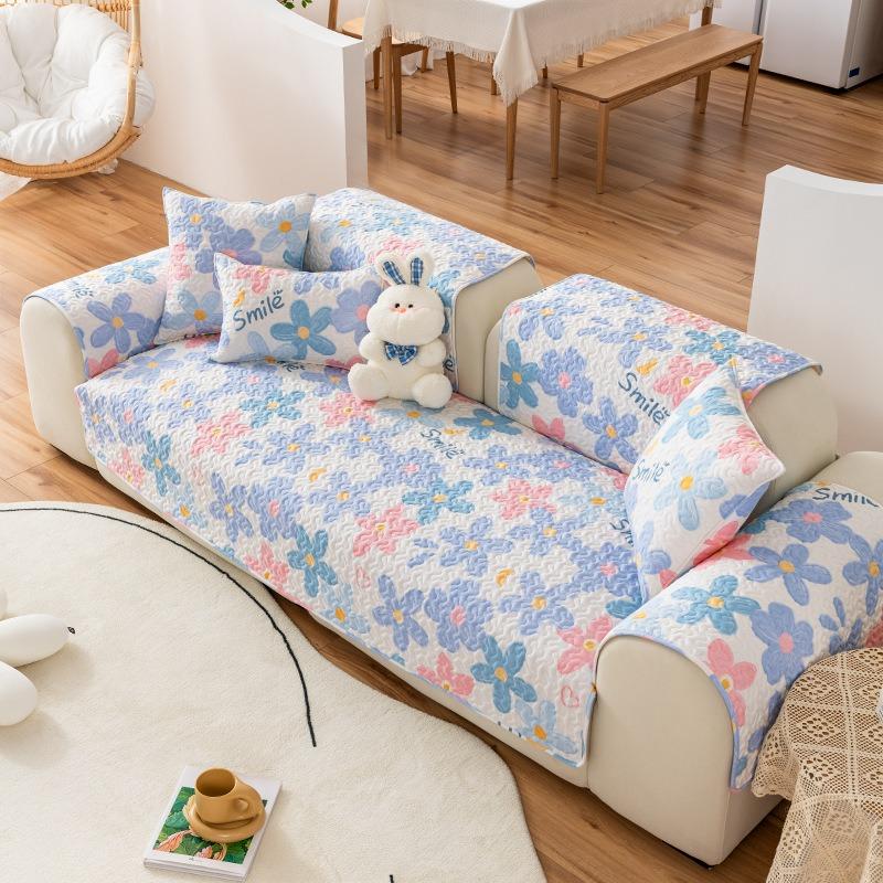 Pure Cotton Ins Style Fabric Non-Slip Sofa Cushion Four Seasons Universal Simple Sofa Cover Cover Backrest Cushion Cover Cloth