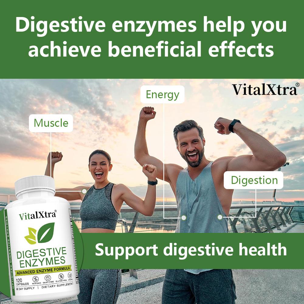 Digestive Enzymes Support the Digestion of Proteins, Carbohydrates, Fiber, and Dairy Products. 120 Capsules.