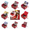 Red Hand-cranked Music Box Painted Exquisite Music Box Ornaments Hand-cranked DIY Santa Claus Wooden Box Decoration Gift