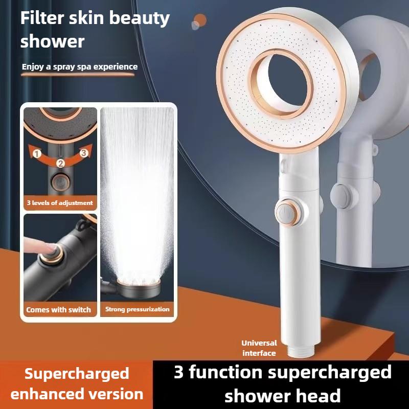 

3 Modes High Pressure Shower Head One-Key Stop Water Saving Adjustable Showerheads ABS Fall Resistance Bathroom Shower білий