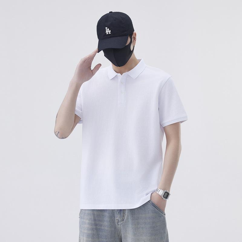 New Summer Polo Shirt Lapel Short Sleeve Loose Button Solid Color Top Short Sleeve
