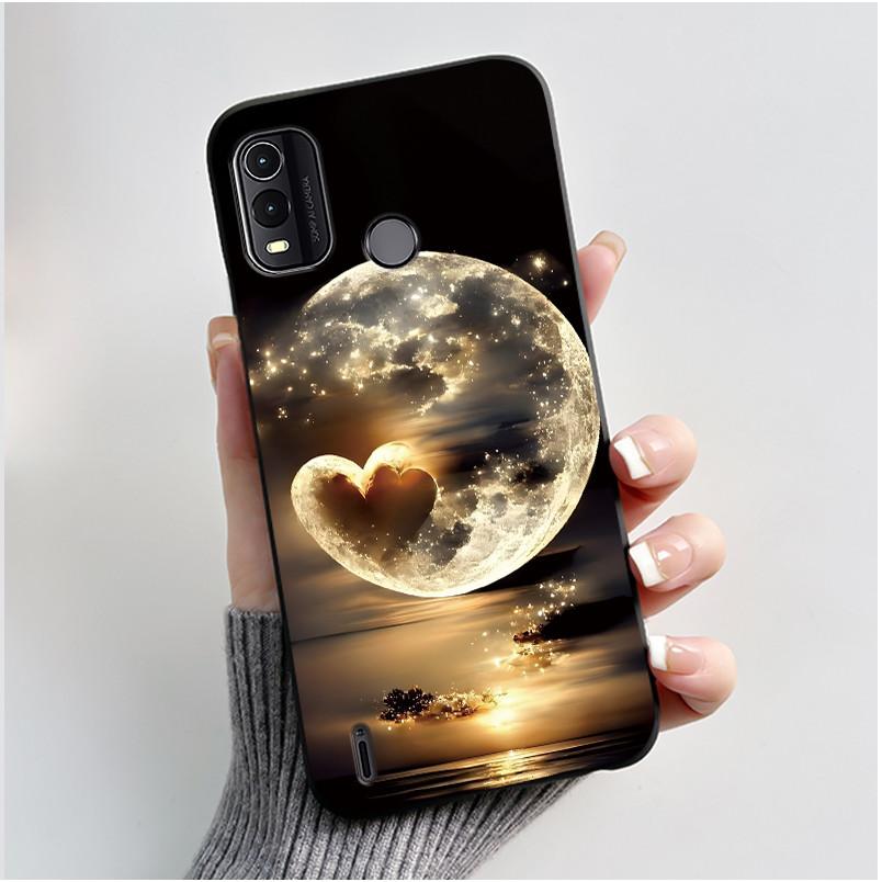 Dreamy Black Case For Nokia G11 Plus Elegant Butterfly Wildflower Pattern Shell With Jelly Color Shockproof Bumper Soft Cover