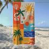 Retro Beach Scene & Coconut Palm Beach Towel,Soft Quick-Drying, Perfect For Portable Outdoor Travel, Camping And Summer Beach