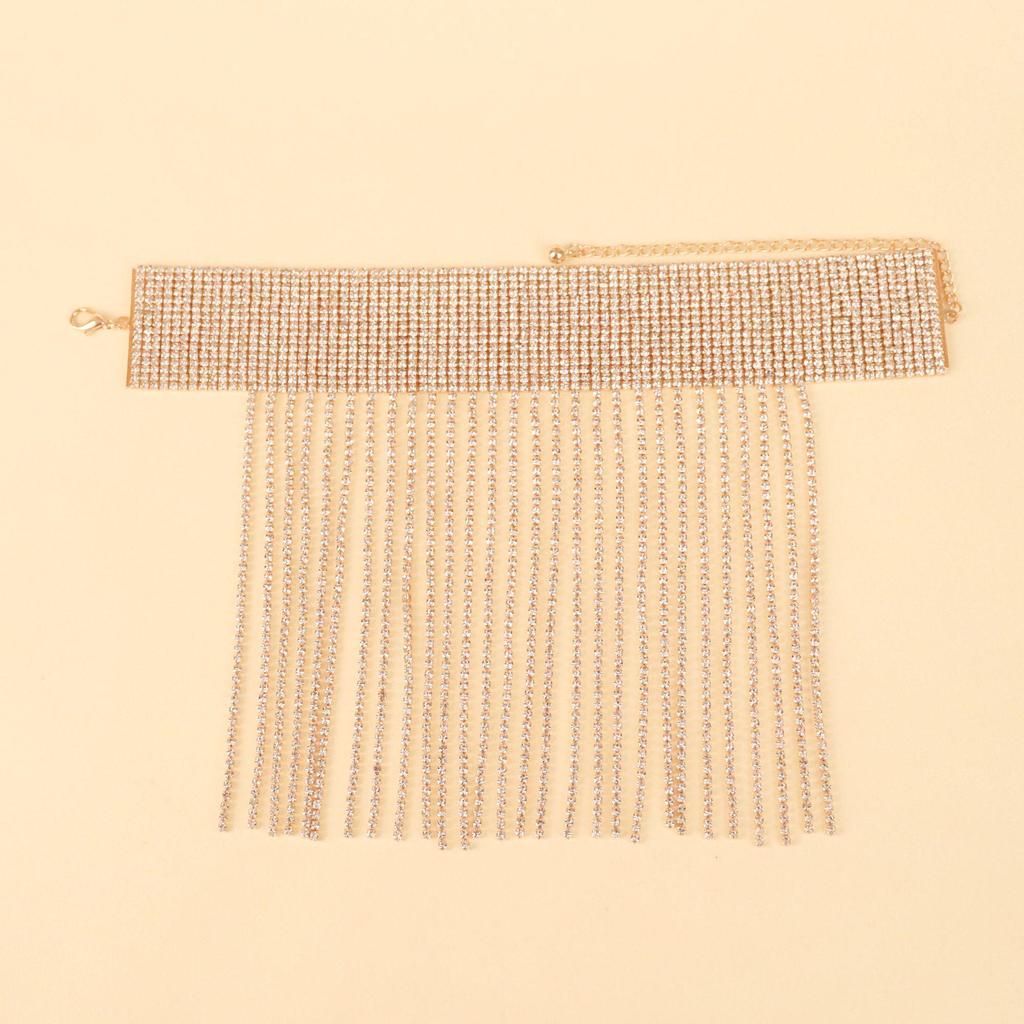 Exaggerated European and American Shiny Diamond Tassel Anklet for Fashion High Heels
