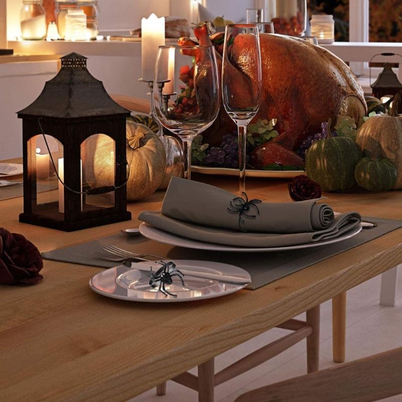 Pack of 6 Elegant Spiders Designs Napkin Rings Holders Halloween Kitchen Decoration With Rustproof Metal Finish