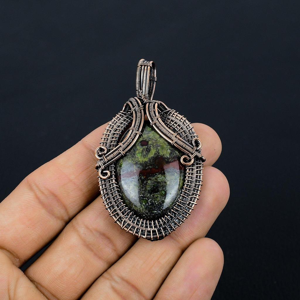 Dragon Blood Jasper 999 Copper Wire Wrapped Pendant, Handmade Gemstone Pendant Jewelry, Gifts For Wife Brand New Pendant