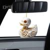 Skeleton Duck Car Mirror Hanging Ornament Cute Cat Charm Keychain Pendant Acrylic Rearview Mirror Accessories for Women Girls Halloween Decoration