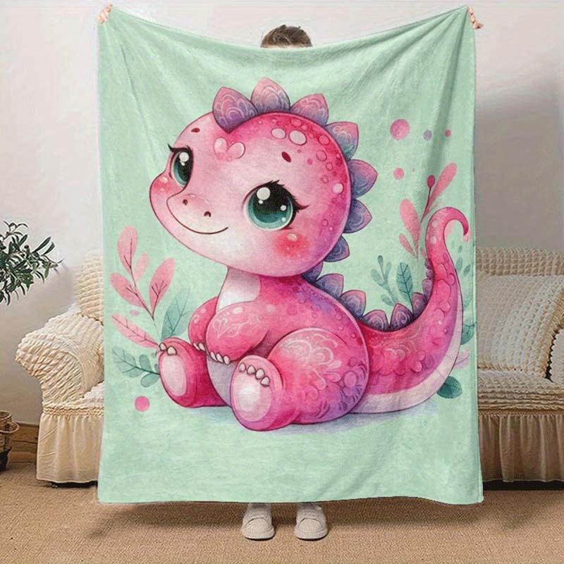 1pc Dinosaur Printing Lightweight Flannel Blanket, Comfortable and Warm Blanket, for Camping Sofa Bed and Couch Office, Gift