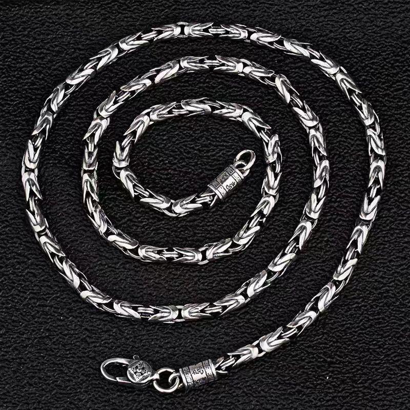 Misty Rain Men's Retro Hip Hop Necklace with Six-Character Mantra