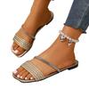 Summer Women Flat Sandals Bohemian Style Beach Slippers Braided Strap Open Toe Slip On Casual Footwear for Outdoor Use