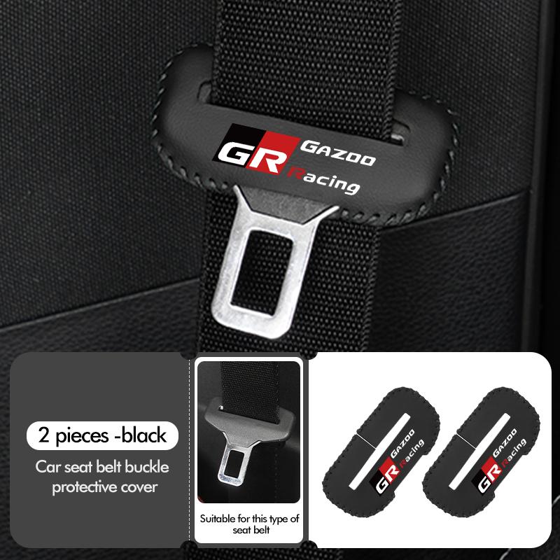 For Toyota Car Seat Belt Buckle Cover Leather Protector Anti-collision Case GR Sport Yaris Chr Auris Rav4 Prius Prado Avensis J33