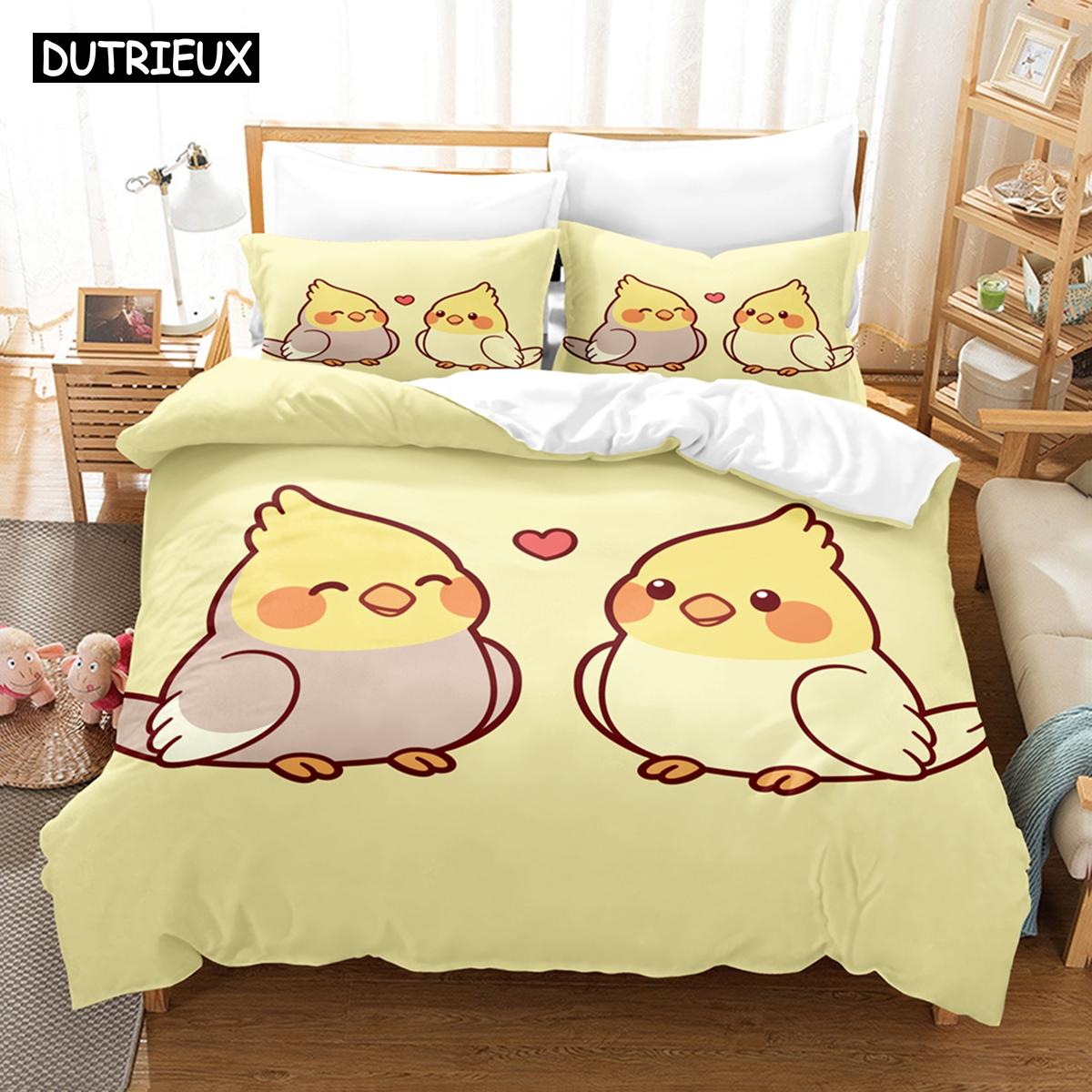 

3D Printed African Parrot Bedding Set Quilt Cover With Pillowcase Double Single King Size Anime Design EU single(135x200cm)