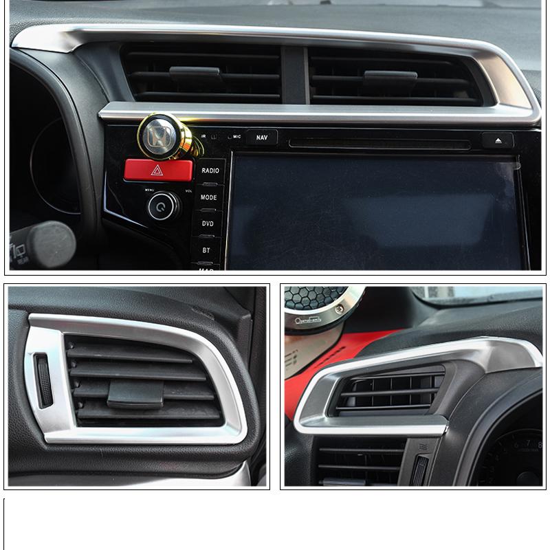Car carbon fiber Sticker Air outlet Vent decoration frame Trim  For Honda FIT JAZZ GK5 3rd 2014 2015 2016 2017 2018 LHD  C1440
