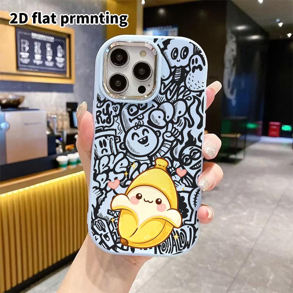Phone Case: 2D Flat Design Suitable for iPhone 18 17 16 15 14 13 Pro Protective Case, Couple Style, Banana Baby, Christmas and Halloween Gifts