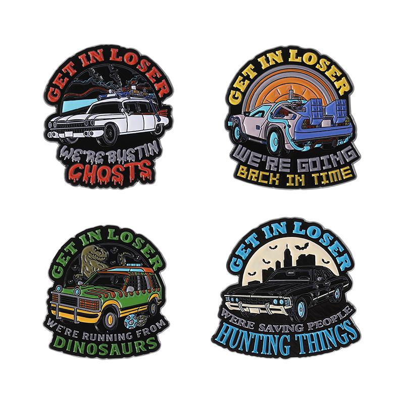 Get In Loser We're Bustin Ghost Enamel Pin We're Going Back In Time Sci-Fi Film Brooches Lapel Badge Jewelry Gift For Friends