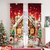 Flat Printing Christmas Curtains Merry Gingerbread House Santa Tree Lollipop Party Versatile Fabric Curtain Set Of 2 Made Polyester Washable
