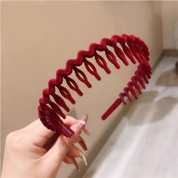 Autumn/Winter Non-Slip Flocked Headband with Teeth for Women - Frizzy Hair Organizer & Face Wash Hair Clip
