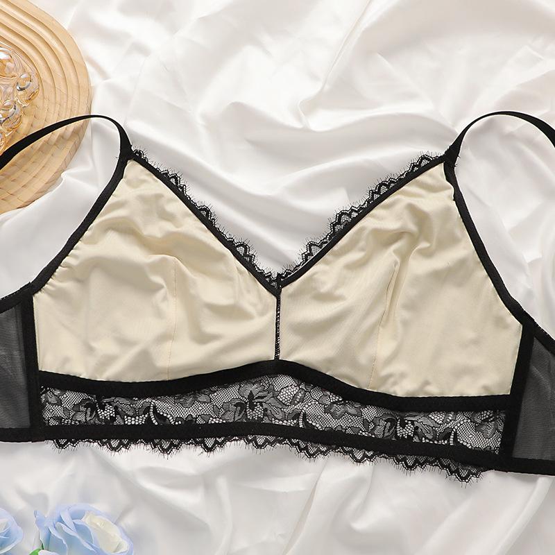 Sexy Ultra-Thin Eyelash Lace Plus Size French Lingerie Large Breasts Show Small Anti-Sagging Vest Bra